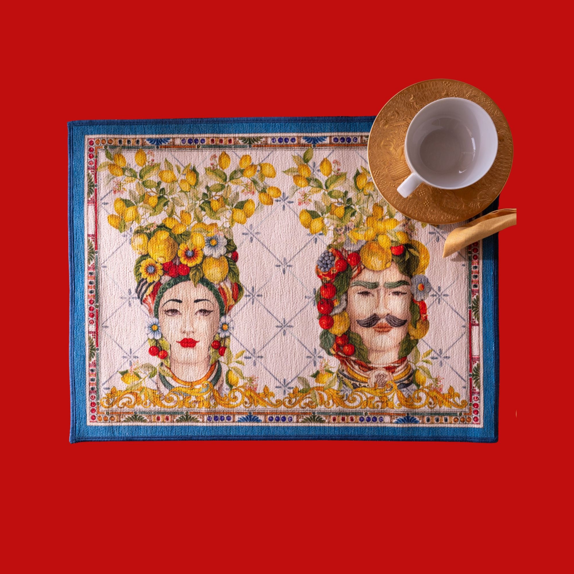 Zagara Tischdecke und Tischläufer, sizilianischer Stil, Größe wählbar