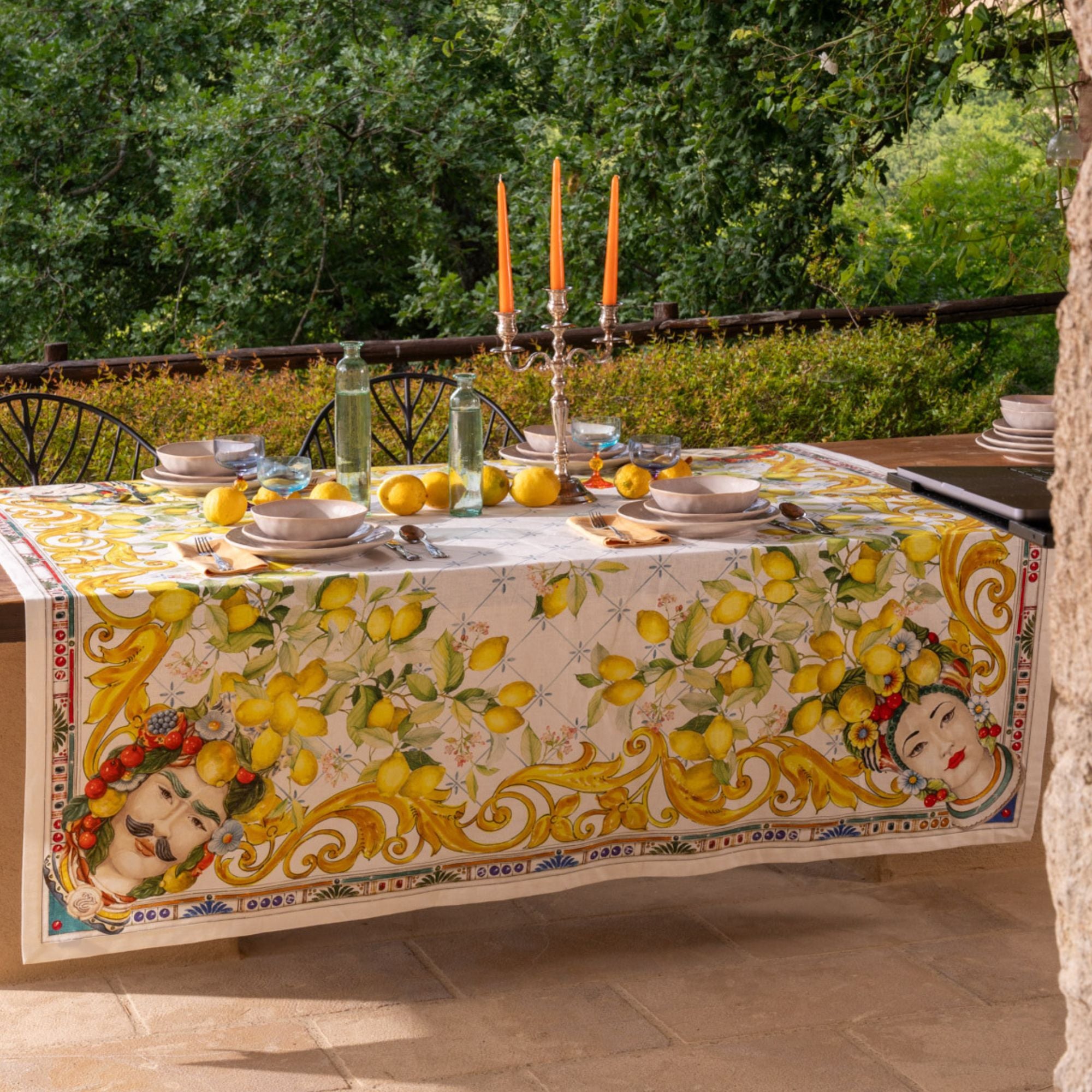 Zagara Tischdecke und Tischläufer, sizilianischer Stil, Größe wählbar