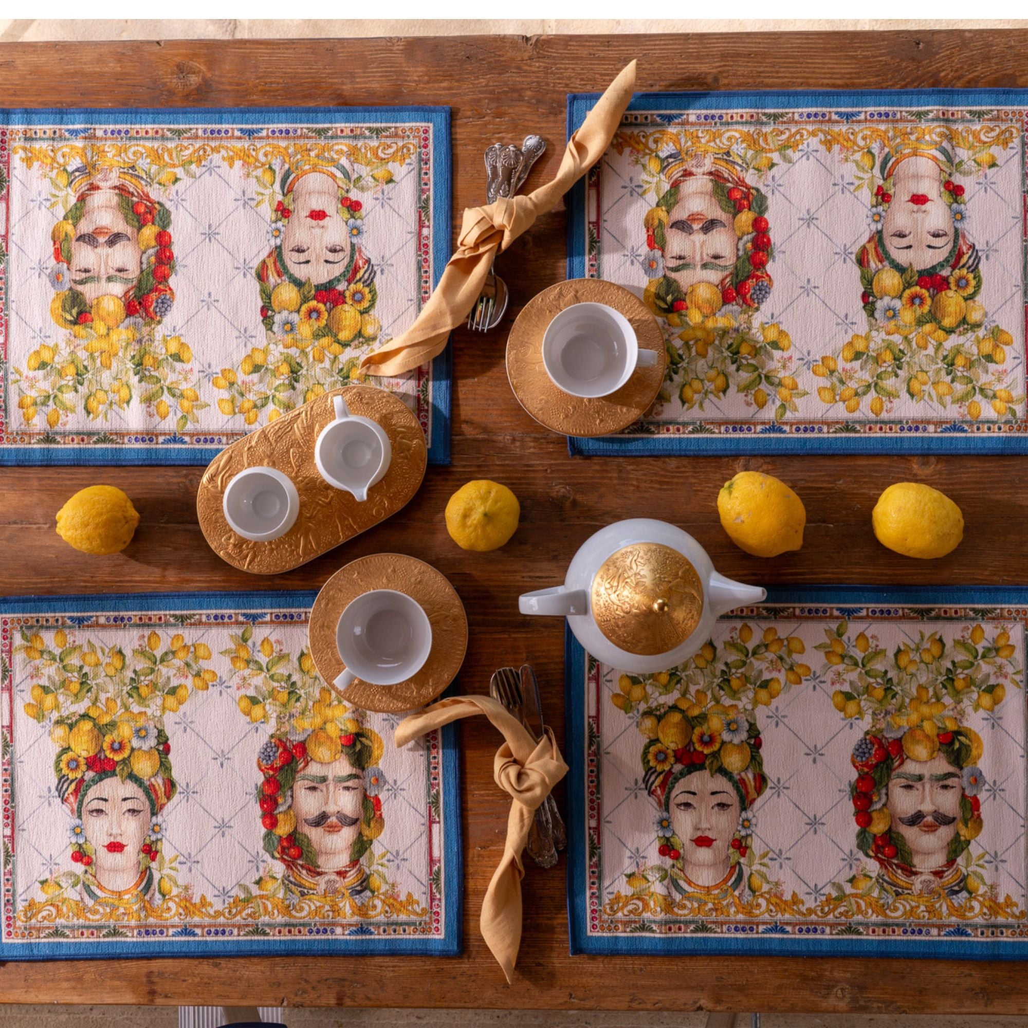 Zagara Tischdecke und Tischläufer, sizilianischer Stil, Größe wählbar