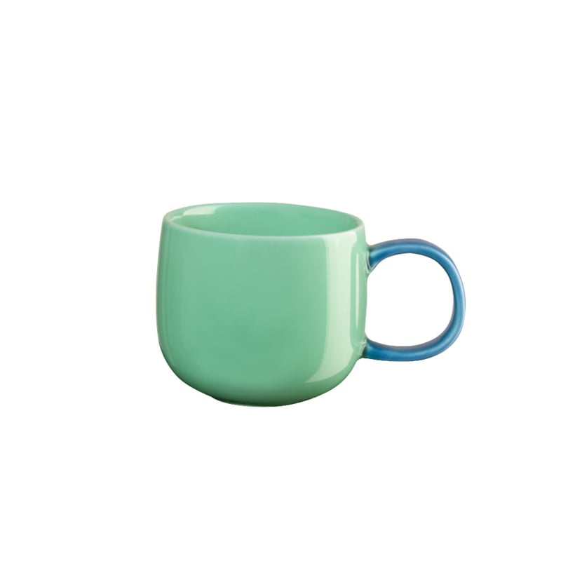ASA Joy mug blueberry smoothie, green with blue handle