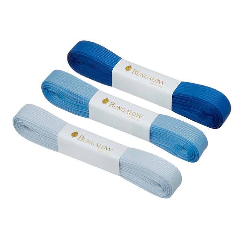 Bungalow cadeaulint Capri, blauwtinten, 3 kleuren blauw | 3 x 10 meter