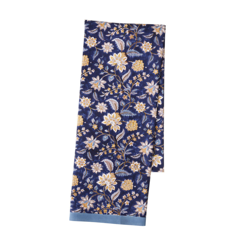 Bungalow blokprint tafelkleed katoen Divya Indigo, blauwtinten 1.50 x 2,50 m