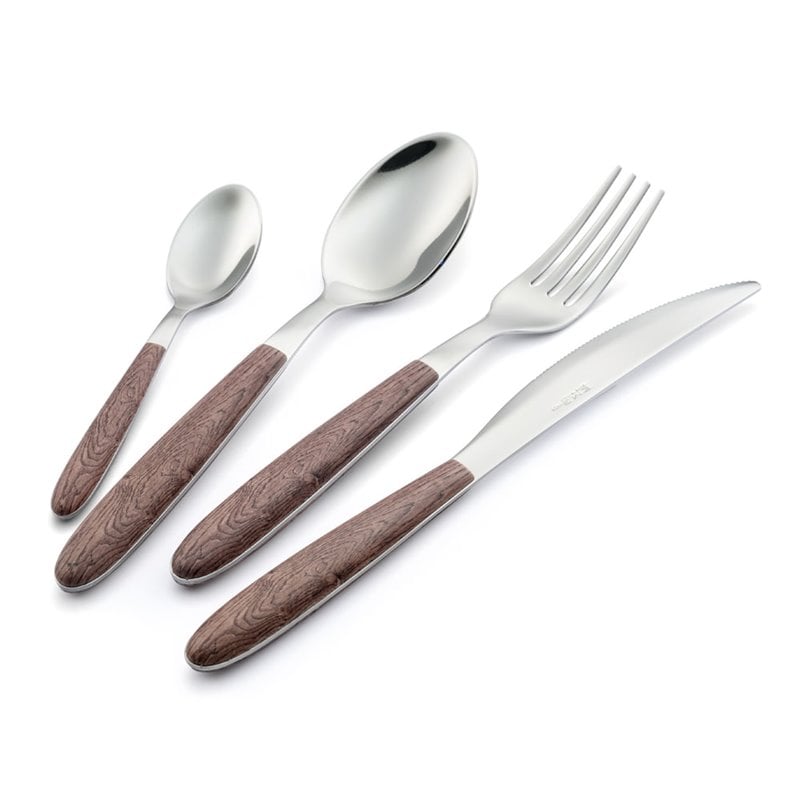 Vero Natural Wood Notenhout (Noce) 24-delige bestekset