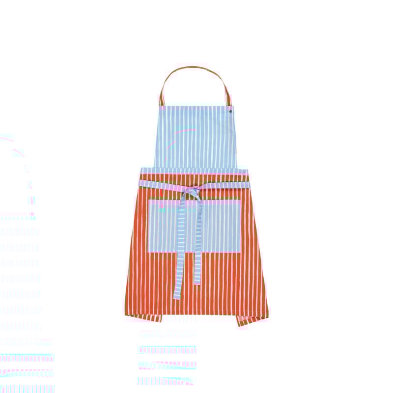 Marimekko Piccolo apron, red and light blue striped