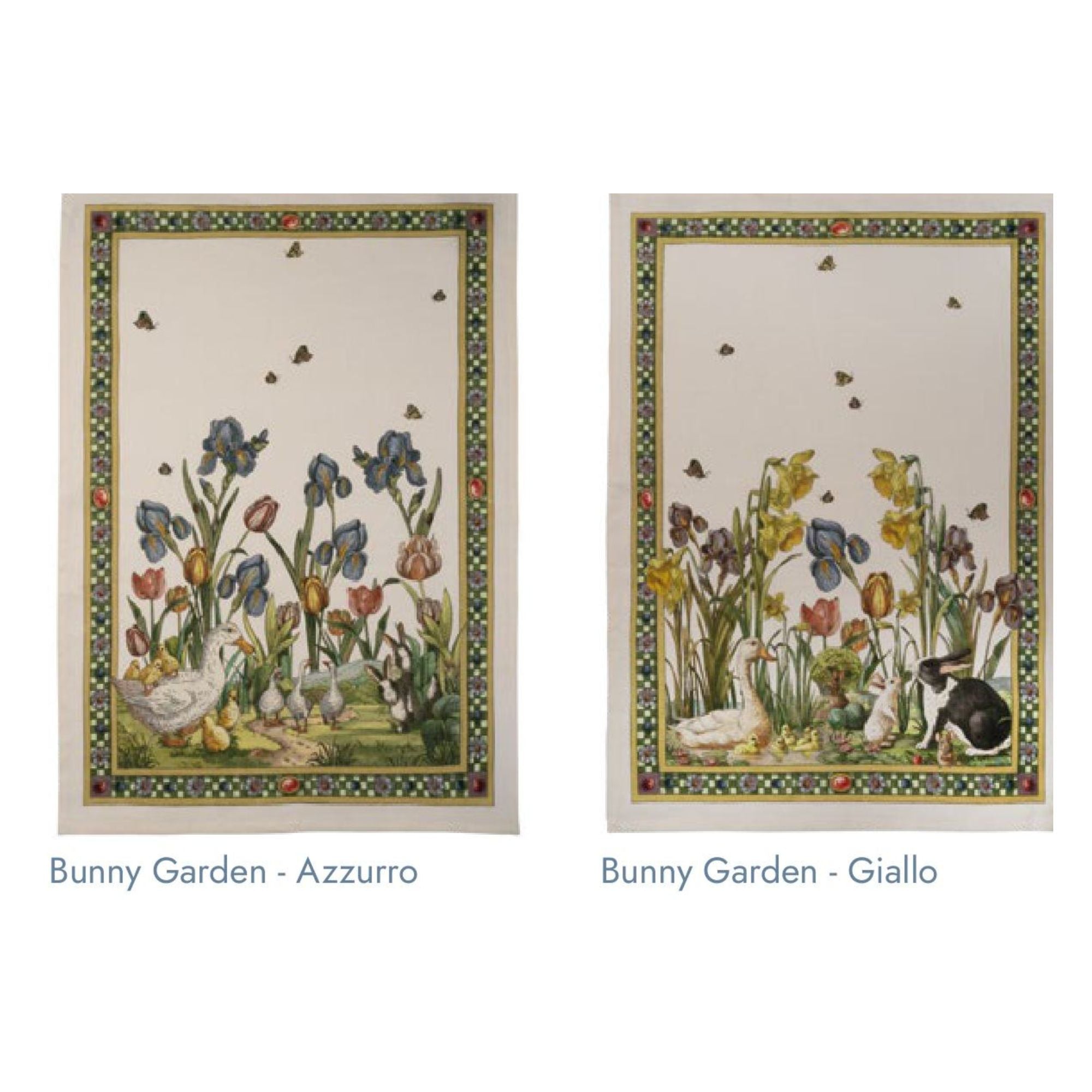 Linnen theedoeken Bunny garden Tessitura Toscana Telerie, 2 varianten | 50 x 70 cm