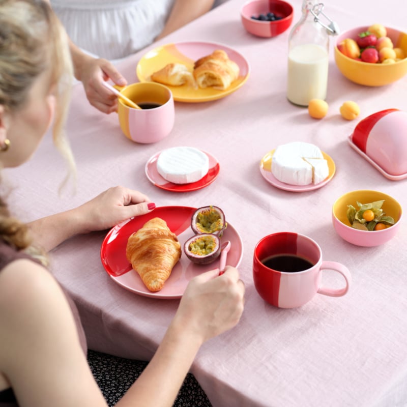 ASA Joy taartbordje of side plate passion fruit smoothy geel / roze | Ø 13 cm