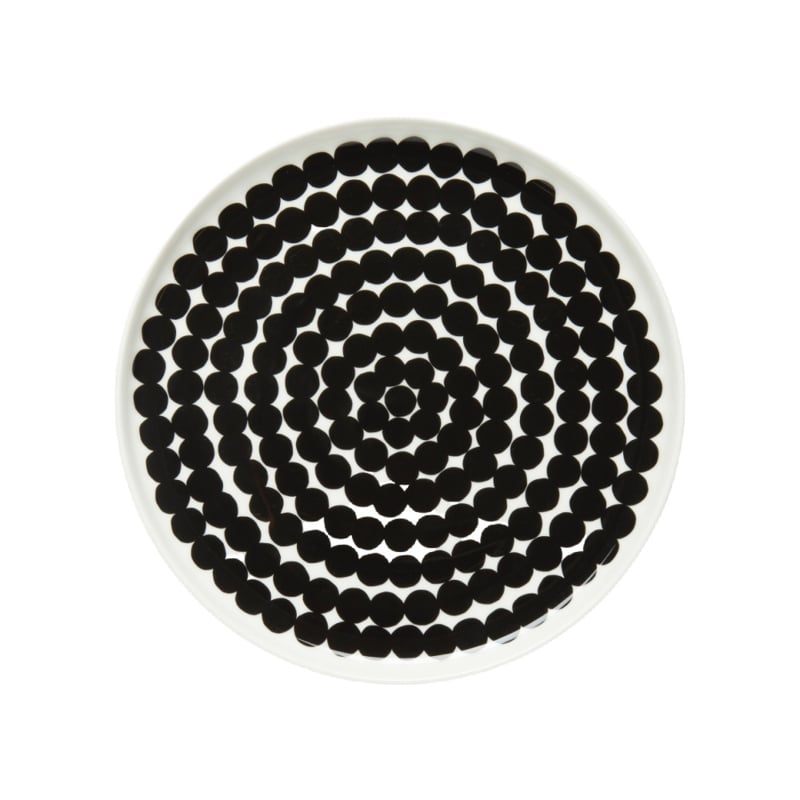 Marimekko breakfast plate Oiva Siirtolapuutarha Räsymatto white with black Ø 20 cm