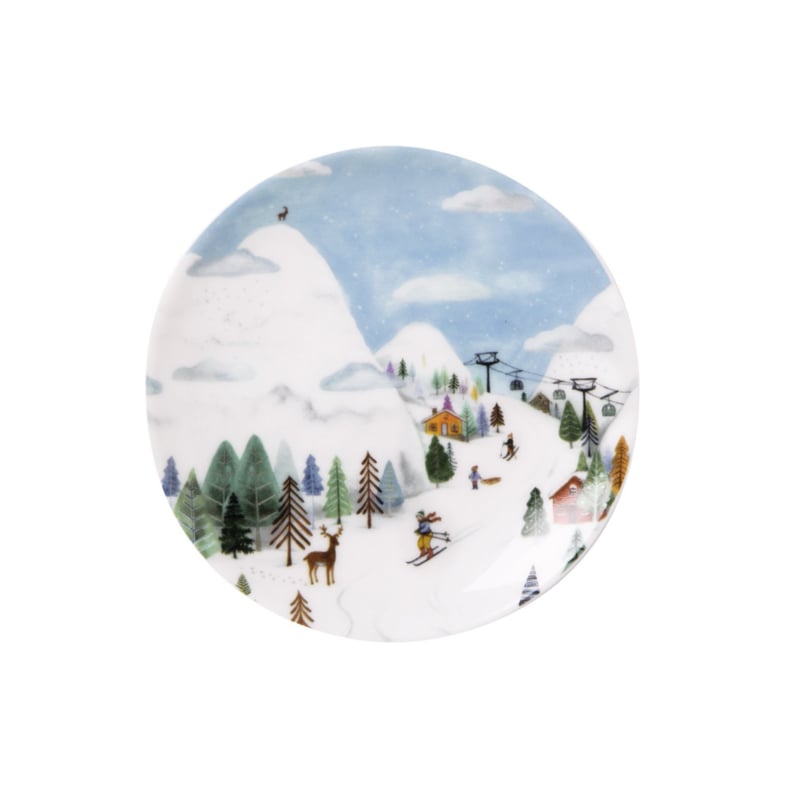 Ihr porseleinen minibordje Winter Joy met winter(sport)tafereel | Ø 10 cm