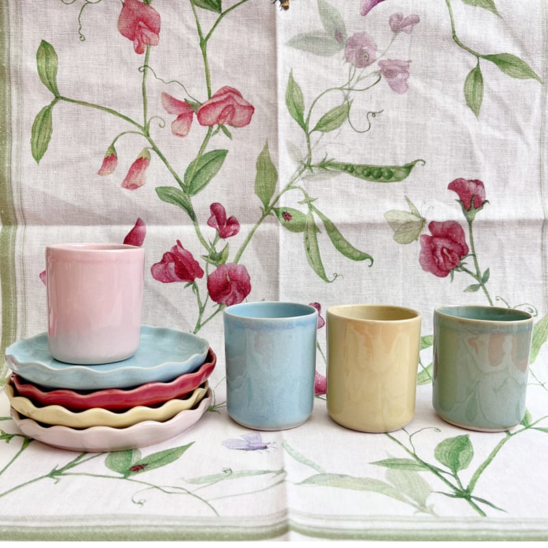 Gresnovo zacht geel klein bordje met geschubt randje (agua limon) | Ø13 cm