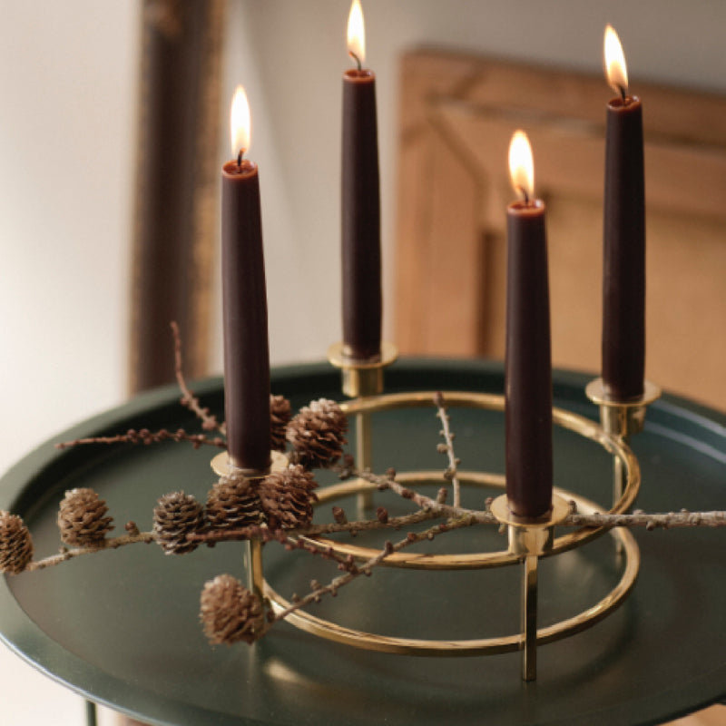 Bungalow Metro ronde kandelaar goud groot Ø 38 cm, 9 cm hoog