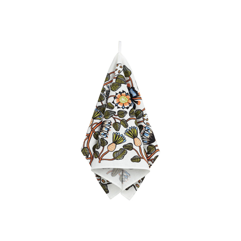Marimekko Tiara theedoek met rankende takken en bloemen | 47 x 70 cm