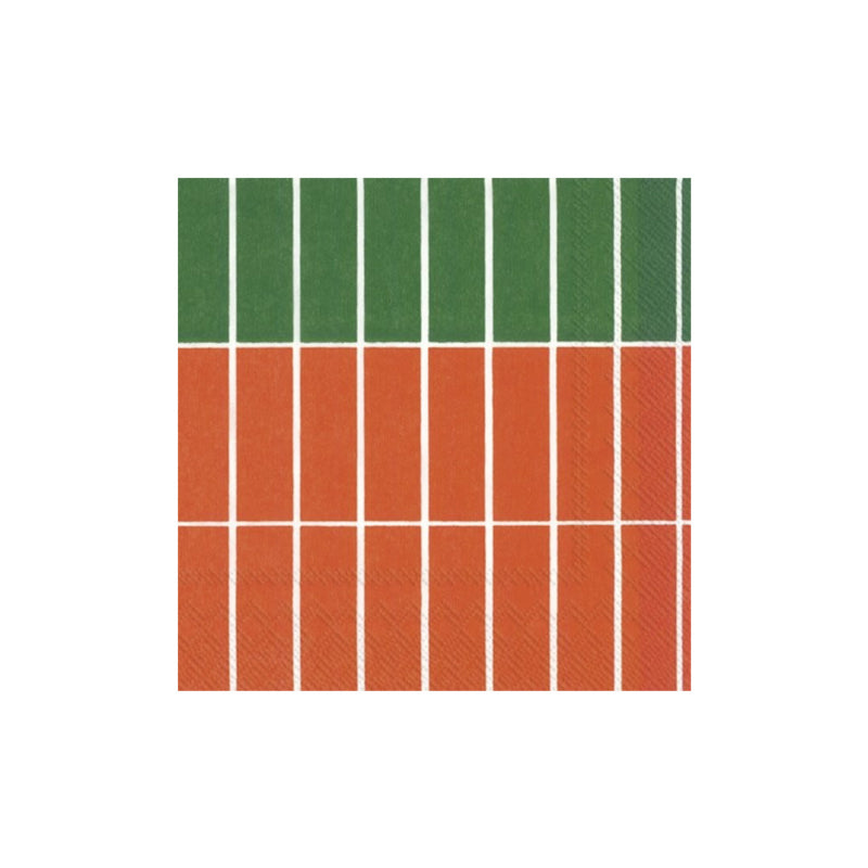 Marimekko x Ihr Tiiliskivi grün mit orange und hellblau Papier-Lunchservietten 33 x 33 cm, 20 Stück