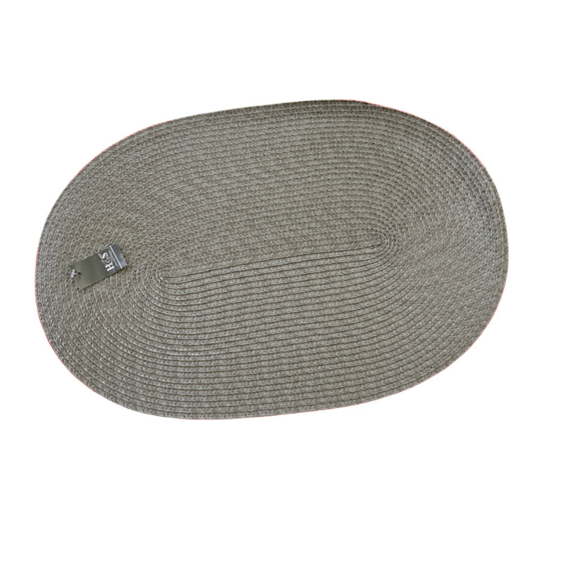 Faux rieten placemats ovaal, grijs. Set van 4