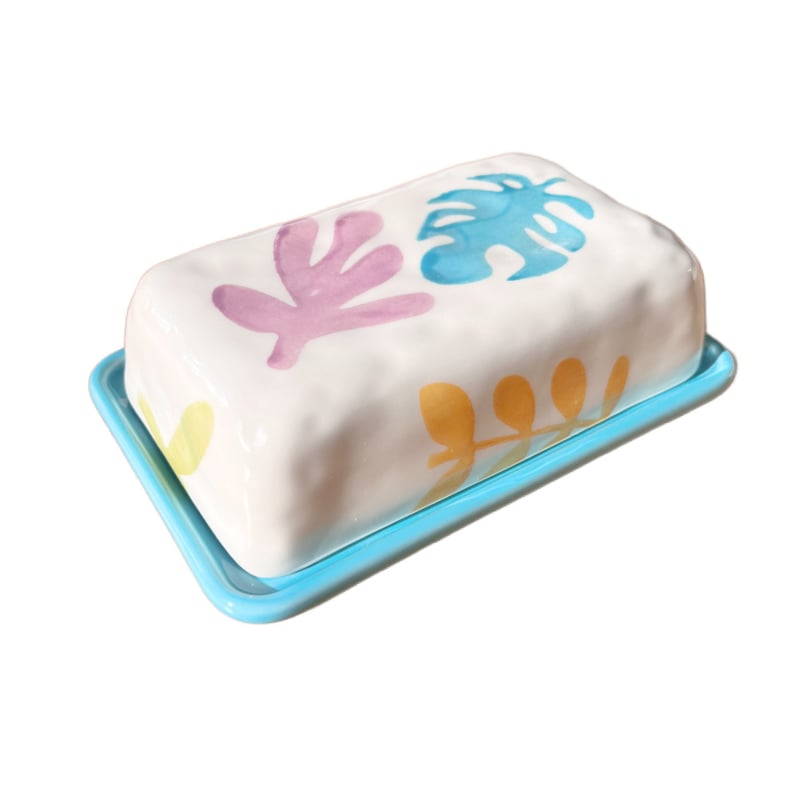 Duro Ceramics Collage butter dish (Matisse-esque decor) | Ø 30 cm