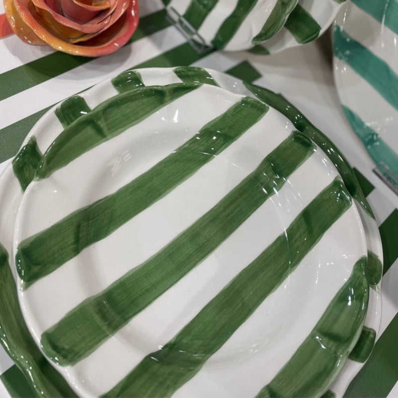 Arcucci Dolce Vita Nastro gestreept onderbord of dinerbord Ø 29 cm rood of groen