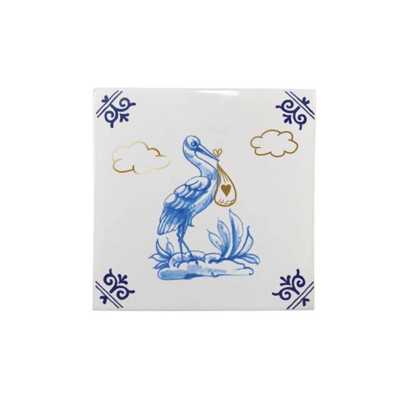 Royal Delft Goldie Tile Baby geboren