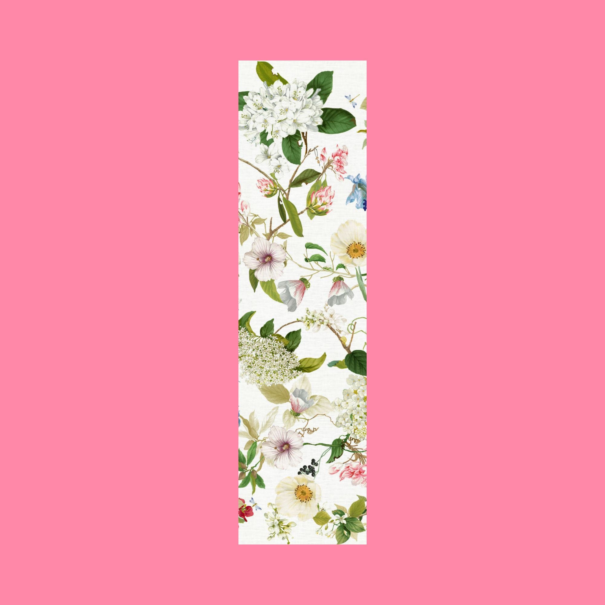 Linnen tafelkleed Ibisco met hibiscus en heel veel andere bloemen, kies je formaat (ook rond en als tafelloper)