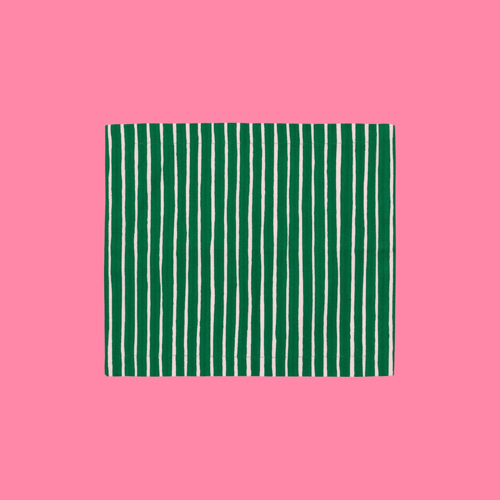 Min 50% Marimekko placemats Piccolo groen met roze op dik canvas | 35 x 40 cm