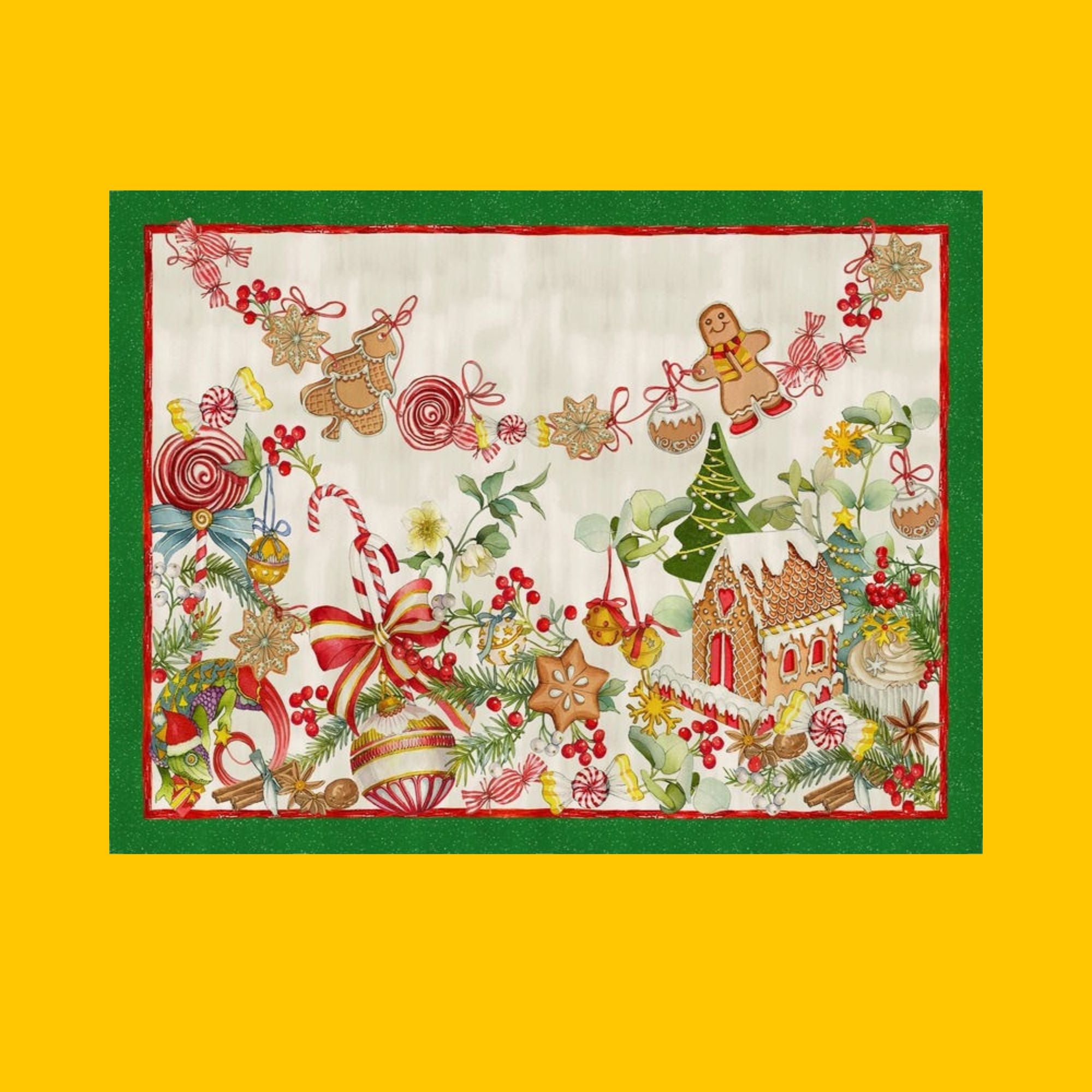 Placemats Marzapepe, op en top Kerst met koekmannetjes etc, set van 2 in een tasje