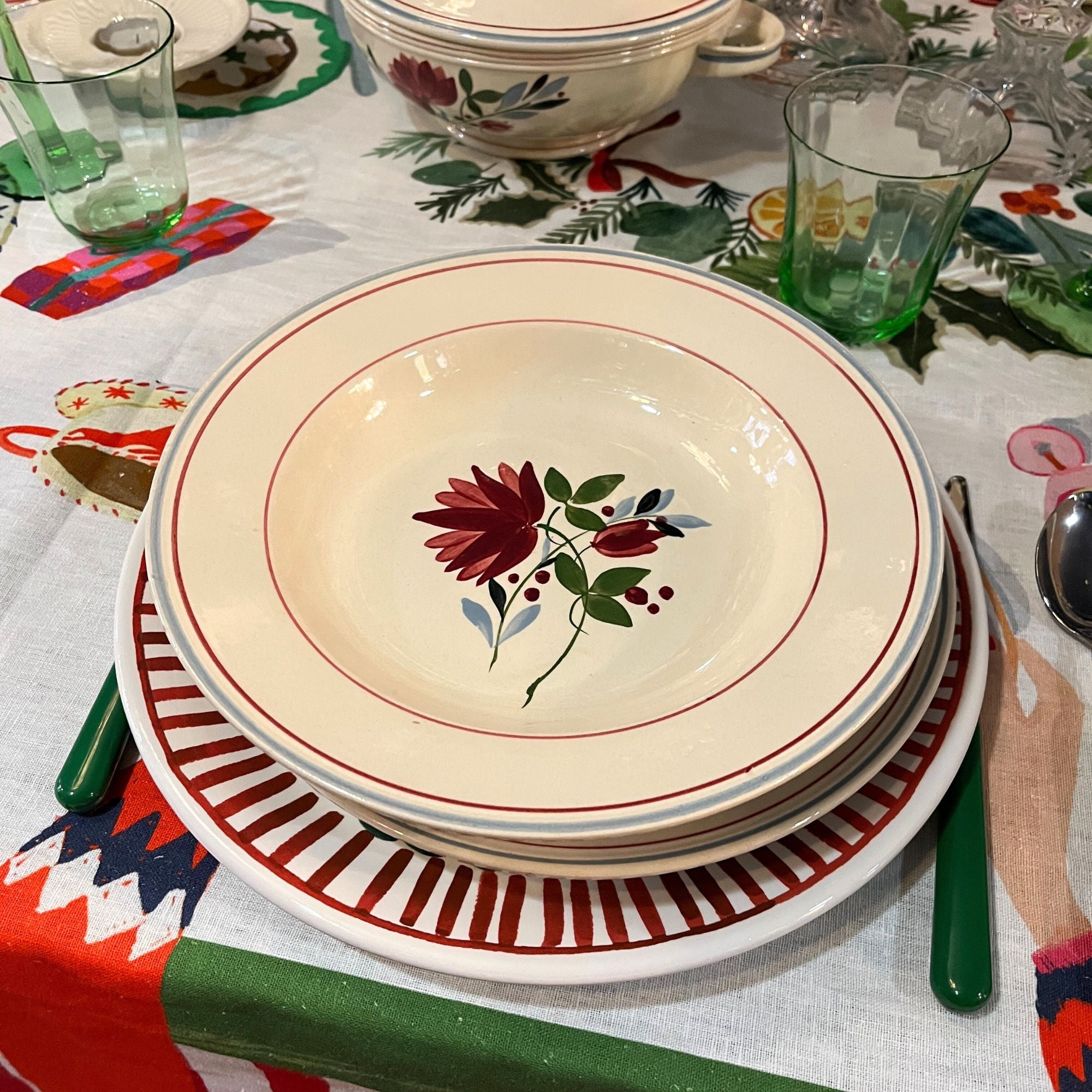 Set van 6 onderborden Ø 31 cm, Arcucci Kerstservies Rosso Natale Kerstboom en Goudvink (kopie)