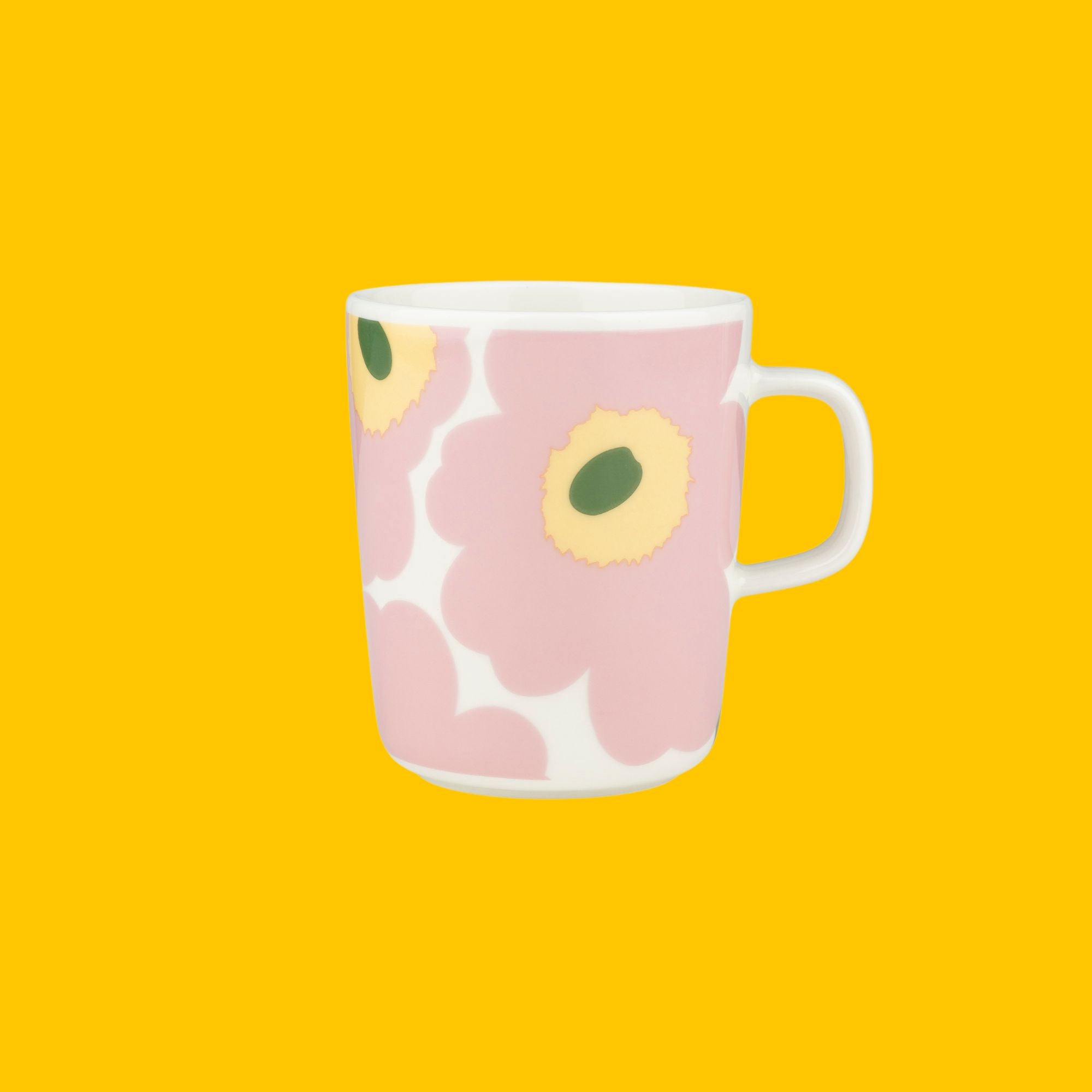 Marimekko mok Oiva Unikko lente: roze, lichtgeel en groen | 4 dl