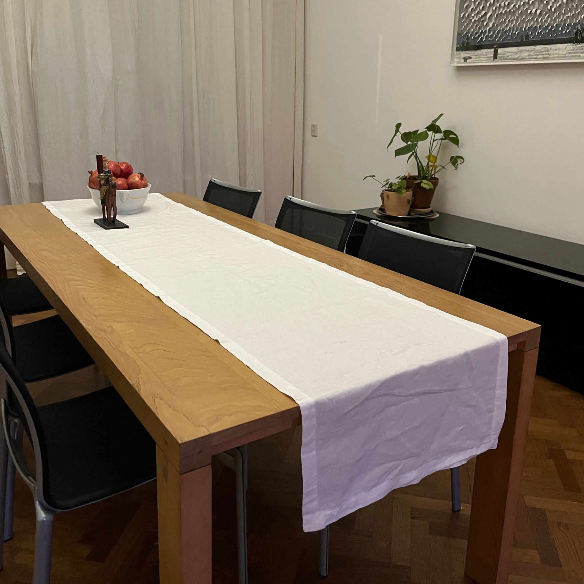 XL Tafelloper wit linnen | 55 x 245 cm
