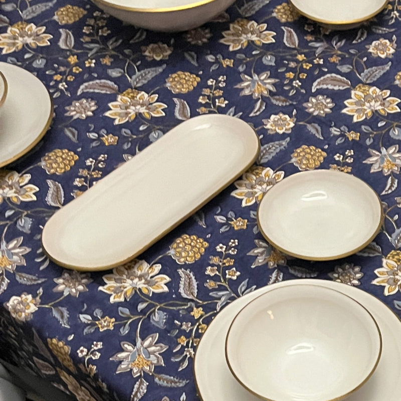 Nosse Ceramics EDGE Ivory Gold längliche Schale 30 cm