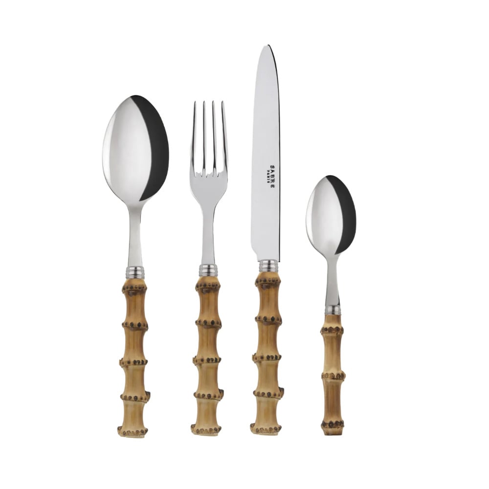 Sabre Panda bamboe 4-delige bestekset: dinermes, dinervork, dinerlepel, koffielepel