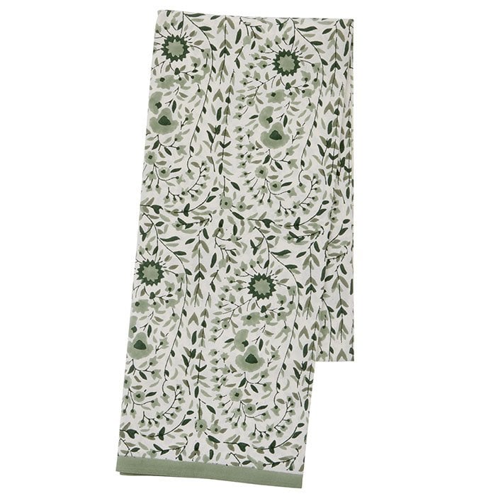 Bungalow blokprint tafelkleed katoen Kollam Jade, groentinten 1.60 x 3 m