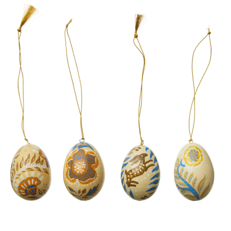 Bungalow paaseieren, doosje met 4 stuks Anila Cream | hoogte 7 cm