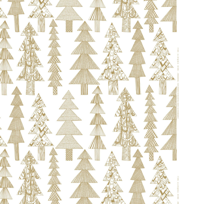 Marimekko KERST Kuusikossa katoen met gouden kerstboompjes | per 50 cm