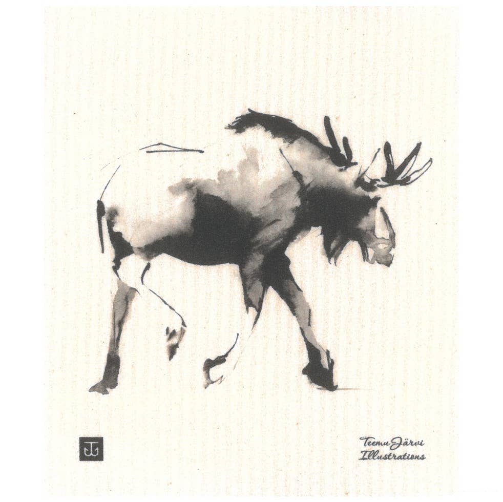 Design vaatdoek met eland, ontwerp Teemu Järvi