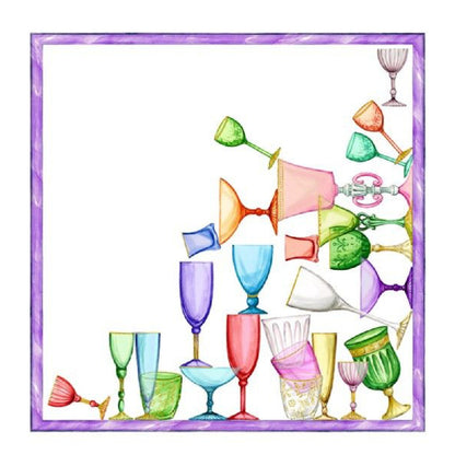 Linnen set van 4 verschillende servetten Cincin (Crystal) met gekleurde glazen