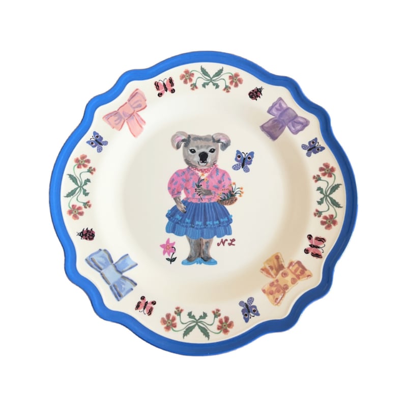 Rice * Nathalie Lété melamine dinerbord koala met blauwe rand | 27,5 cm