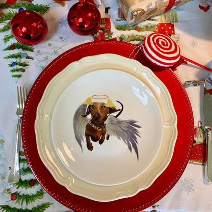Bordy's It's a Wienerful Time ontbijtbordjes , set van 6 kerstige teckels Ø 20 cm