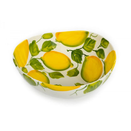 Saladeschaal citroenen &n olijven XL, organisch gevormd | Ø 32 x 12 cm