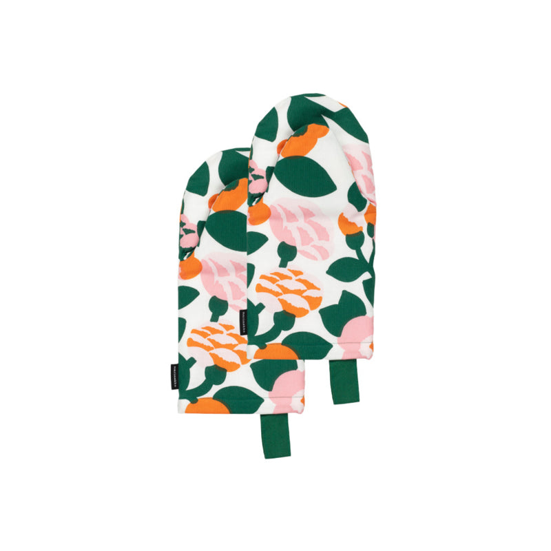 Marimekko Ovenwant  Green Green (groen, oranje, roze op wit)