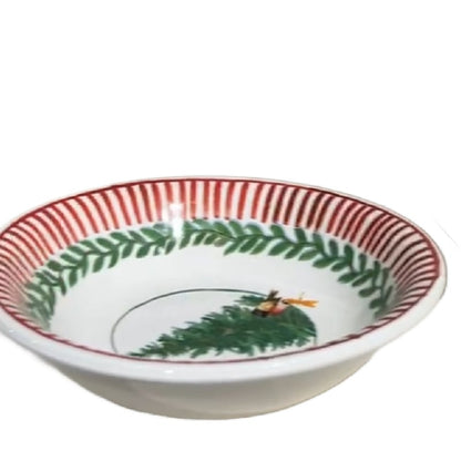 Set van 6 schaaltjes Rosso Natale met kerstboom en goudvink | Ø 16 cm