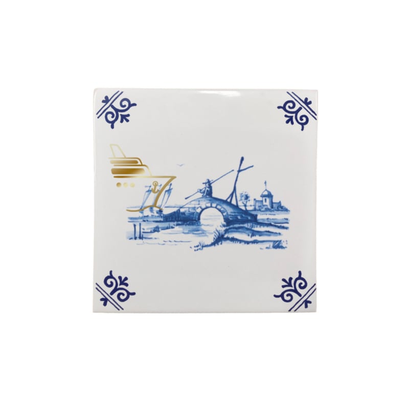 Royal Delft Goldie Tile Dikke boot / Cruise schip