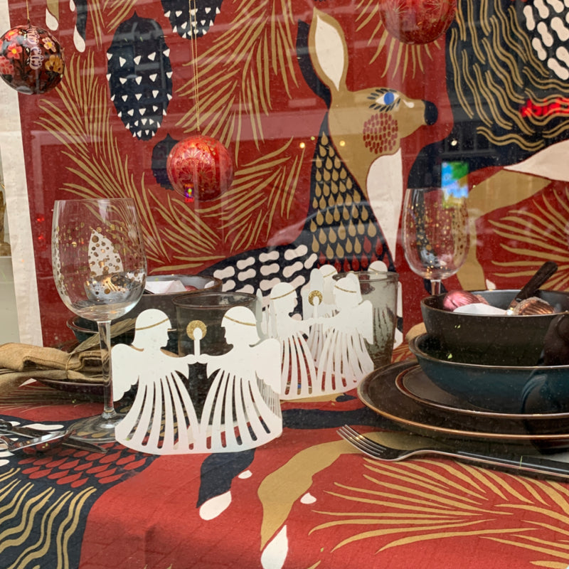 Bungalow KERST papieren tafelslinger engeltjes wit met goud 70 cm