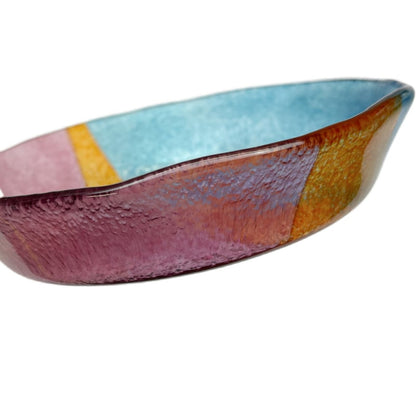 Rond, laag schaaltje.  Roze, blauw, oranje | Ø 22 x 4 cm
