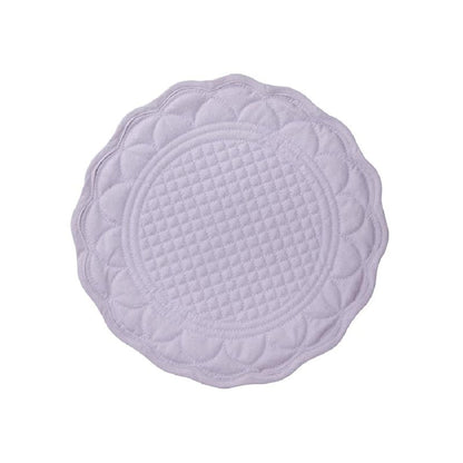 Bungalow ronde, katoen-linnen doorgestikte lila placemats Mirra , set van 4 stuks