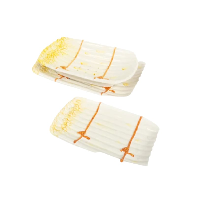 Aspergeschaal 2-delig uitlekschaal en onderbord geel