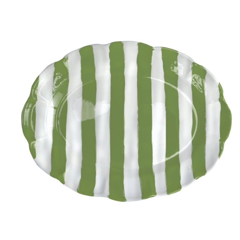 Arcucci Dolce Vita Nastro gestreepte ovalen serveerschaal 39 cm in rood of groen