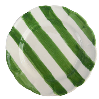 Arcucci Dolce Vita Nastro gestreepte ronde serveerschaal 36 cm in rood of groen