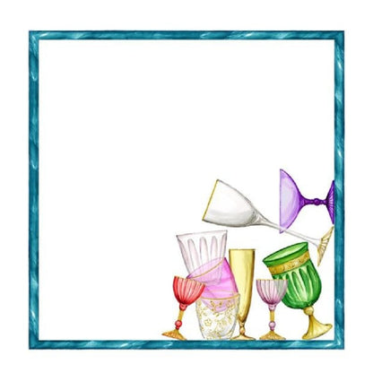 Linnen set van 4 verschillende servetten Cincin (Crystal) met gekleurde glazen