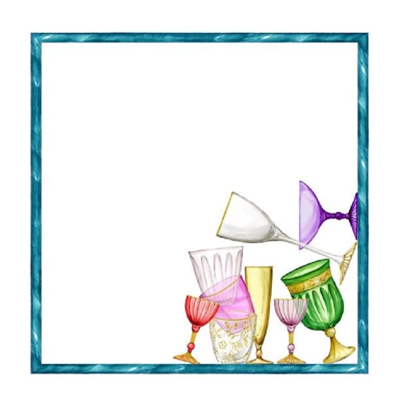 Linnen set van 4 verschillende servetten Cincin (Crystal) met gekleurde glazen