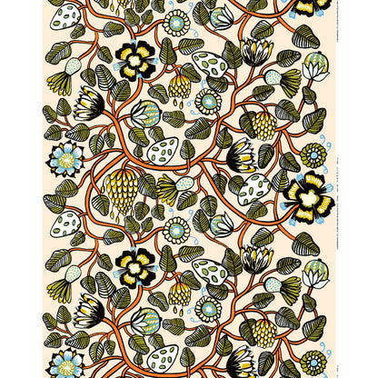 Marimekko Tiara canvas placemat met bloemenpatroon op lichtgele basis