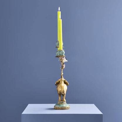 Kerzenständer Elefant gold und türkis, Kunstharz und Metall 28 x 11 x 46,5 cm
