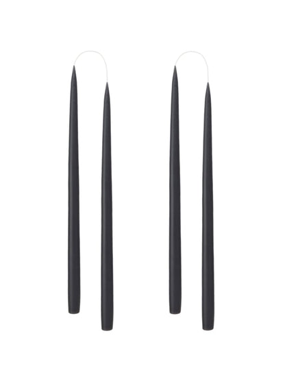 Kunstindustrien zwarte lange kaarsen, doosje met 4 stuks | Ø 2,2 x 35 cm